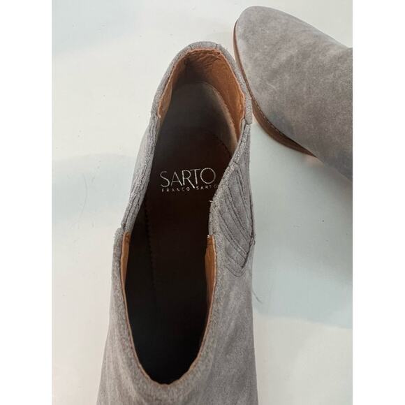 NEW Franco Sarto Women’s A-Seville Gray Suede Slip On Ankle Boots Block Heel 10 - Picture 6 of 8